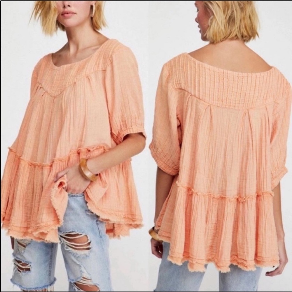 Free People mystery land gauze flowy tunic top med